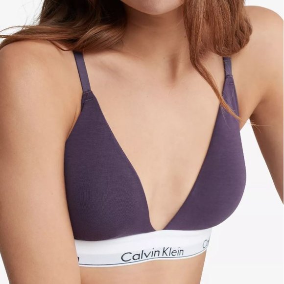Calvin Klein Purple Modern Cotton Lightly Lined Triangle Wireless Bralette - Picture 3 of 5